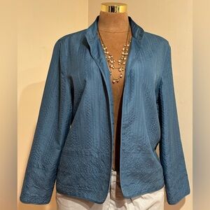 Alfred Dunner Light Blue No Button Jacket. Blue Detailed Thread Sz 14. L…